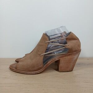 Eileen Fisher Heels Women 10 Brown Leather Cutout Block Heel Sandals Boho